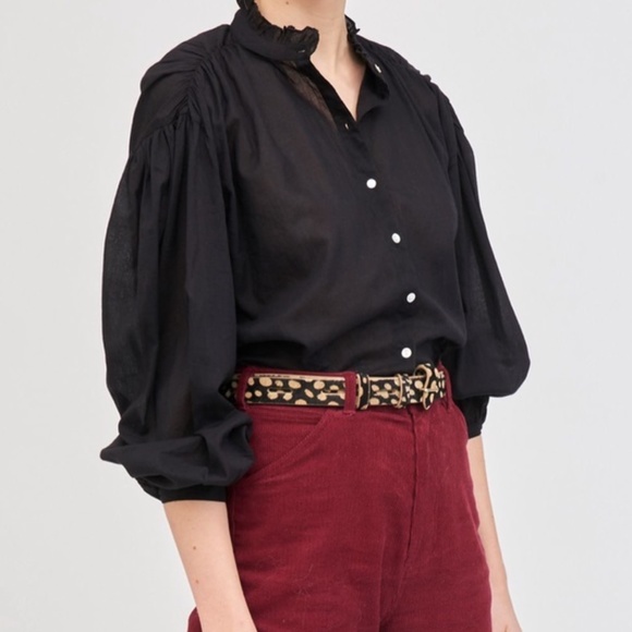 Antik Batik Tops - Antik Batik | Lara Cotton Blouse Black S 38